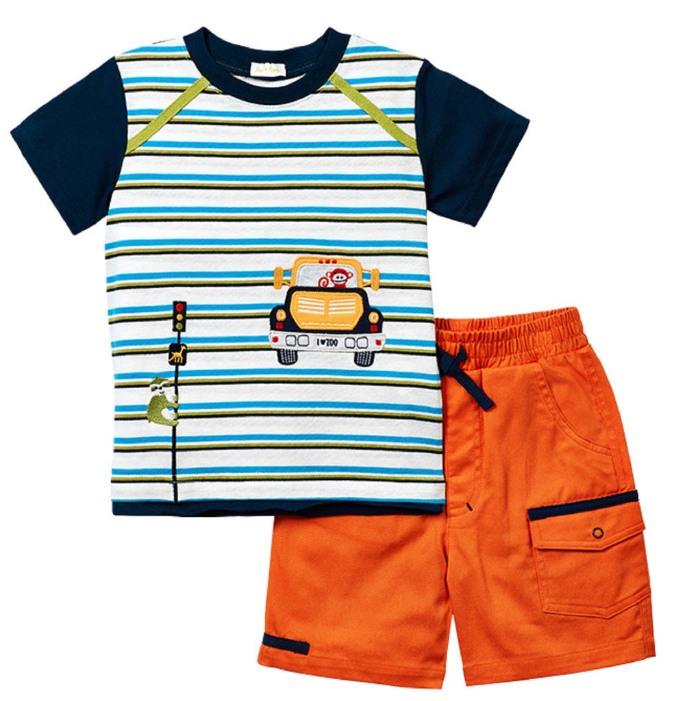 Le Top Stripe shirt and twill shorts MONKEY DRIVER